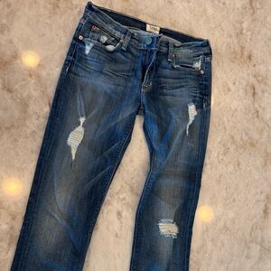 Hudson Jeans Dark Blue Distressed Skinny Jeans Size 27